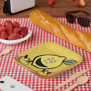 Assiettes En Carton Joyeux visage de citron