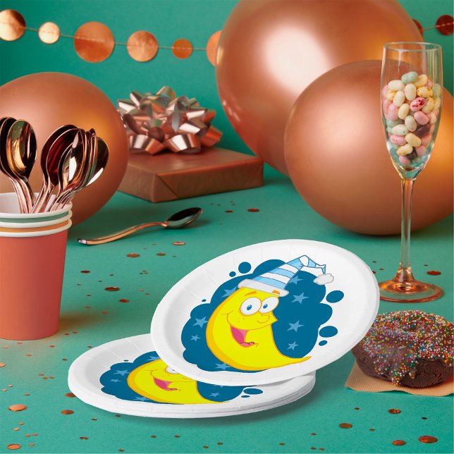 Assiettes En Carton Joyeux visage lune (Créateur téléchargé)