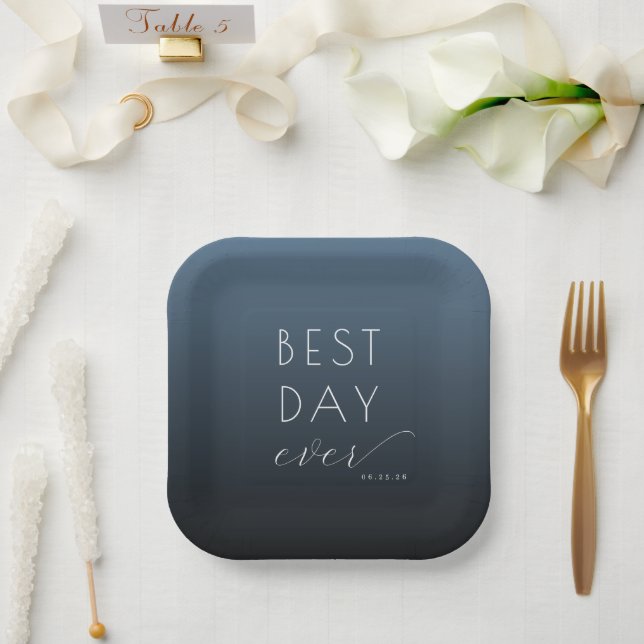Assiettes En Carton Joyful Blue Gradient Wedding Plates (Mariage)