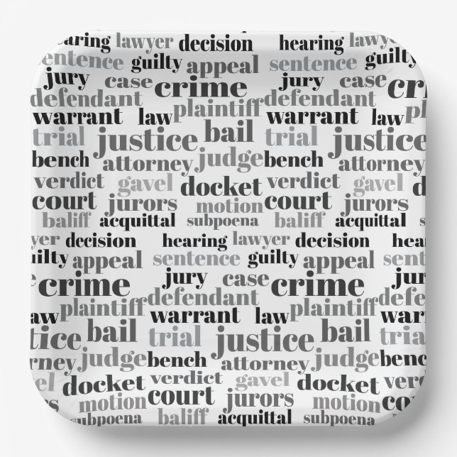 Assiettes En Carton Judicial Legal Terns Word Cloud Design (Recto)