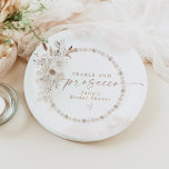 Assiettes En Carton JULIA Boho Floral Pearls & Prosecco Fête des marié<br><div class="desc">La collection Julia présente des fleurs de saumons beiges crémeuses avec d'élégantes perles et polices d'aquarelle. Cette collection est parfaite pour une douche nuptiale classique avec une torsion boho.</div>