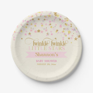 Assiettes En Carton Jumeaux Petites Étoiles Brillantes Baby Shower Ros