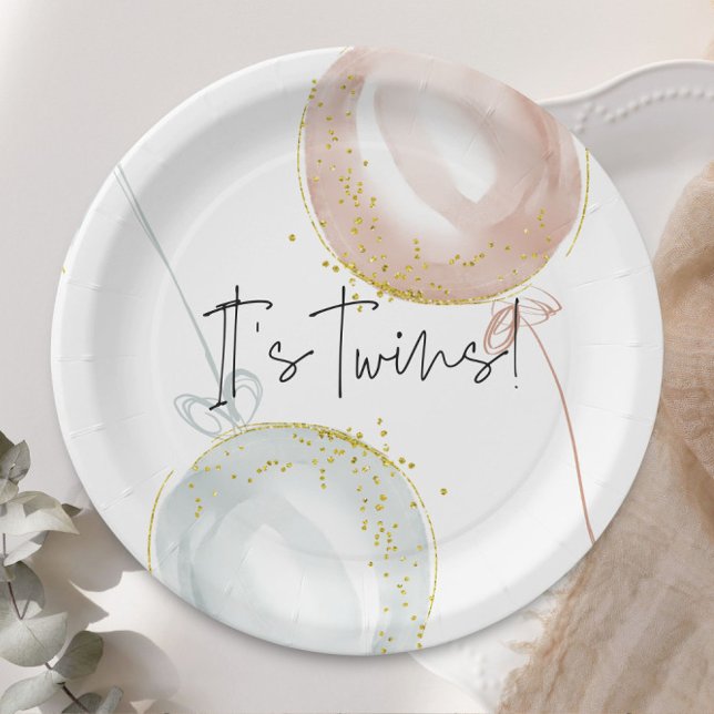 Assiettes En Carton Jumeaux rose et bleu Balloon Sexe Révéler (Créateur téléchargé)