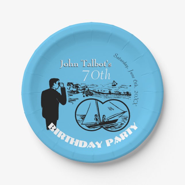 Assiettes En Carton Jumelles Voilier 70e Anniversaire P Plate (Devant)