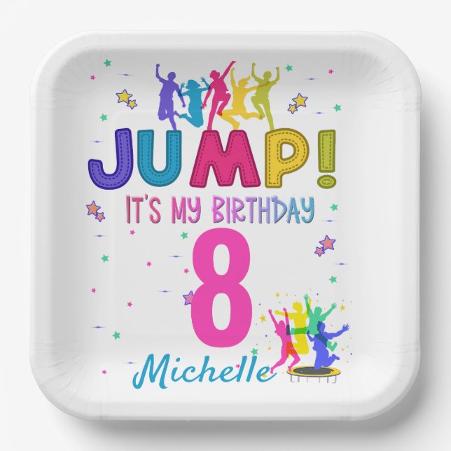 Assiettes En Carton Jump Party C'est mon anniversaire Trampoline Bounc (Recto)