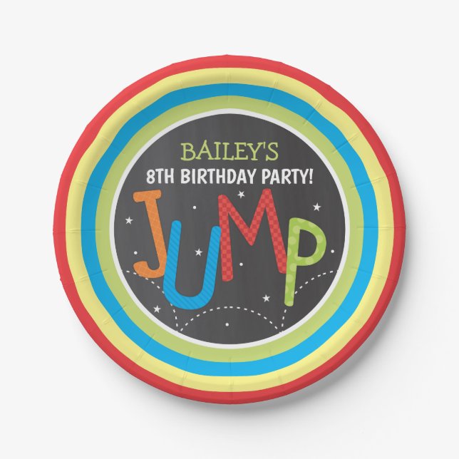 Assiettes En Carton Jump Party Trampoline Party Papier Plaque de monta (Devant)