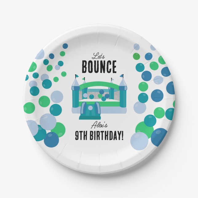 Assiettes En Carton Jumping Castle Bouncy Boys fête d'anniversaire (Devant)