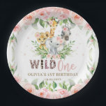 Assiettes En Carton Jungle Animal rose Floral Wild Un 1er anniversaire<br><div class="desc">Objets correspondants disponibles en magasin ! c) Le Happy Cat Studio.</div>