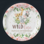 Assiettes En Carton Jungle Animal rose Floral Wild Un 1er anniversaire<br><div class="desc">Objets correspondants disponibles en magasin ! c) Le Happy Cat Studio.</div>