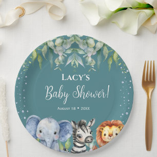 Assiettes En Carton Jungle Animaux Safari Baby shower