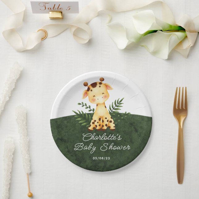 Assiettes En Carton Jungle Giraffe Baby shower 7" Plaque (Mariage)