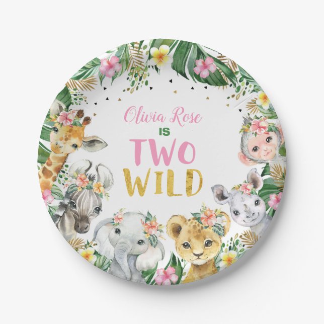 Assiettes En Carton Jungle Girl Birthday Safari Animals Paper Plates (Devant)