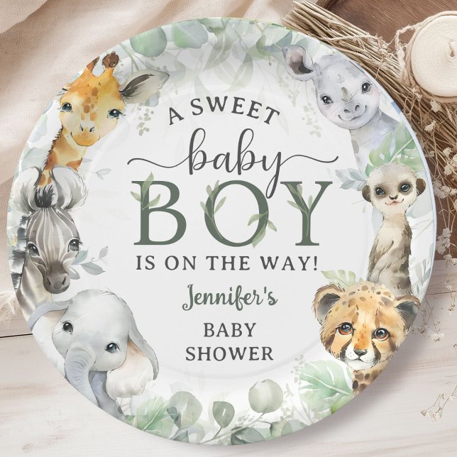 Assiettes En Carton Jungle Safari Animals Boy Baby Shower Tropical (Créateur téléchargé)
