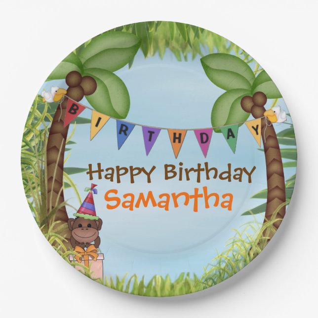 Assiettes En Carton Jungle Safari Plaque papier d'anniversaire (Devant)