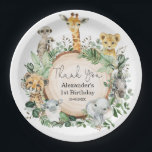 Assiettes En Carton Jungle Safari verdure Animaux sauvages Anniversair<br><div class="desc">Cute plaque de papier safari avec d'adorables animaux de la jungle et une végétation botanique rustique. Customiser le libellé pour convenir à votre occasion,  p.ex. anniversaire,  baby shower,  saupoudrage de bébé,  baptême,  baptême,  baptême,  baptême,  communion sainte</div>