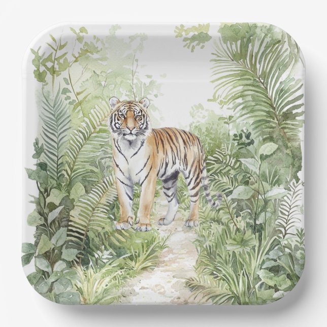 Assiettes En Carton Jungle Tiger Birthday (Recto)