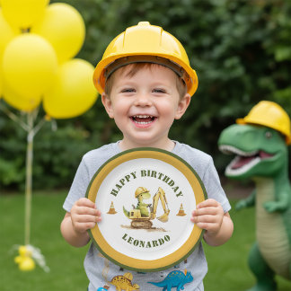 Assiettes En Carton Jurassic Construction Zone Boy Birthday