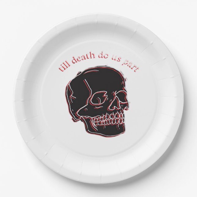 Assiettes En Carton Jusqu'à ce que la mort nous sépare - Crâne Glitch  (Devant)