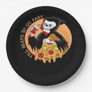 Assiettes En Carton Jusqu'à ce que la mort nous sépare. Pizza pour tou