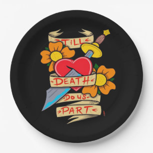 Assiettes En Carton Jusqu'à ce que la mort nous sépare Vintage Tattoo 