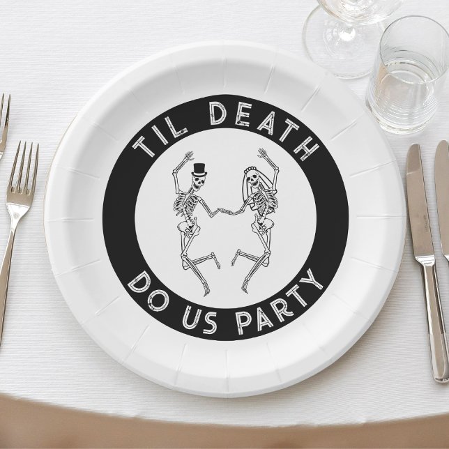 Assiettes En Carton Jusqu'à la mort Fêtons-nous Skeleton Couple Bachel (Til Death Do Us Party Skeleton Couple Bachelorette Paper Plates
)