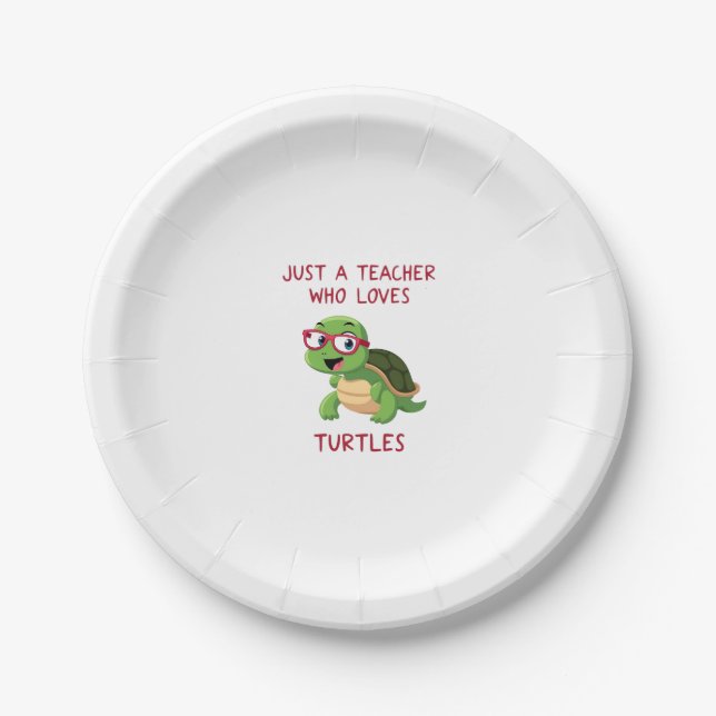 Assiettes En Carton Just a Teacher Who Loves Turtles Turtle Lover Educ (Devant)