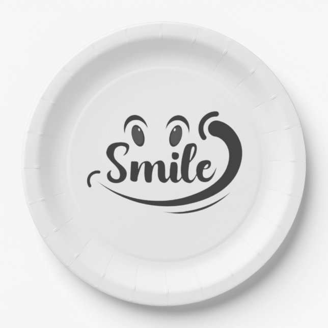 Assiettes En Carton Just Smile Smile More Stay Smiling Keep the Smile  (Devant)