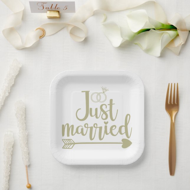Assiettes En Carton Juste Marié Sage (Mariage)