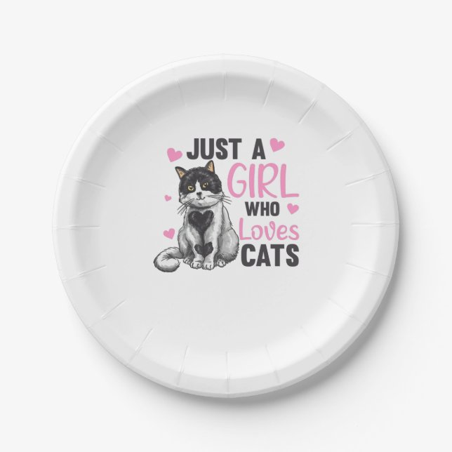 Assiettes En Carton Juste une fille qui aime les chats mignons animaux (Devant)