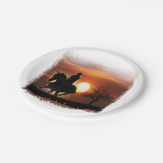 Assiettes En Carton juste une fille qui aime les chevaux (Angle)