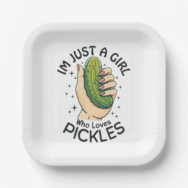 Assiettes En Carton Juste Une Fille Qui Aime Les Pickles - Végétan Drô (Recto)