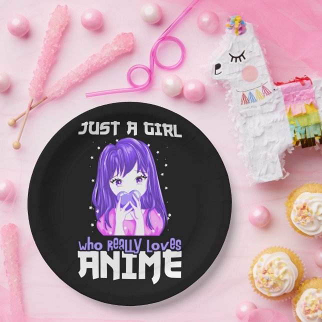 Assiettes En Carton Juste une fille qui aime vraiment l'Anime en viole (Fête)
