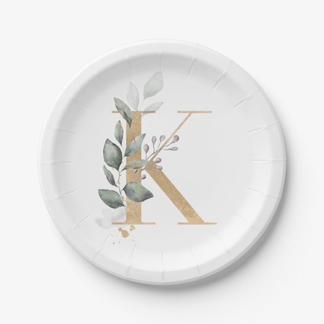 Assiettes En Carton K Monogramme Floral (Devant)
