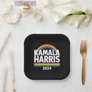 Assiettes En Carton Kamala Harris 2024 Arc-en-ciel Fierté Gay LGBT Éle