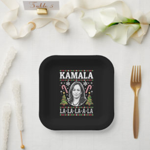 Assiettes En Carton Kamala Harris 2024 Noël Virgule La Xmas