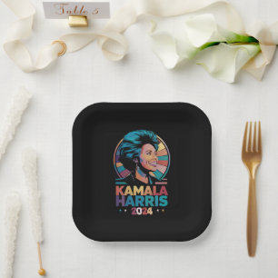 Assiettes En Carton Kamala Harris 2024 Vote Président Kamala Élection