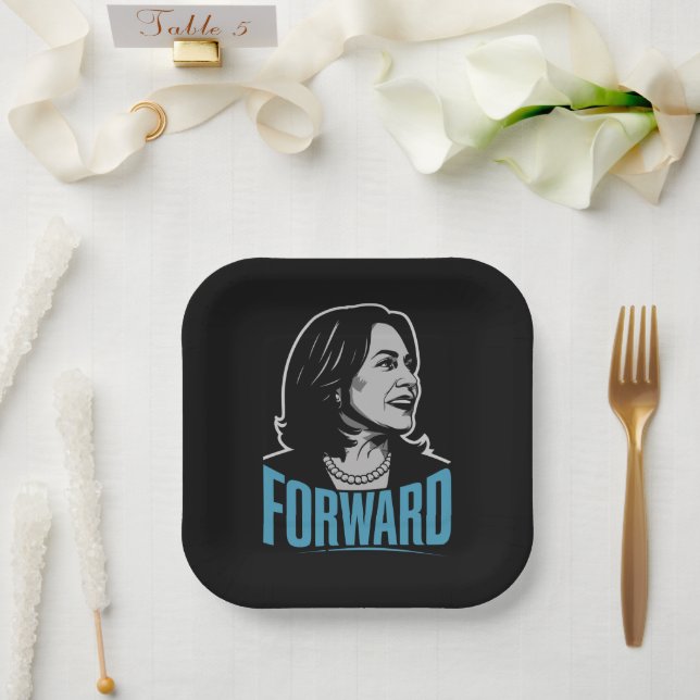 Assiettes En Carton Kamala Harris en avant (Mariage)
