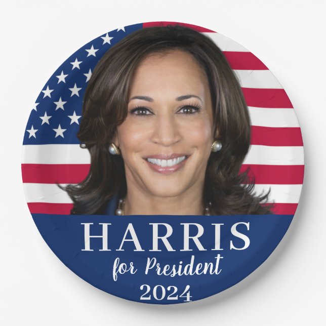 Assiettes En Carton Kamala Harris Pour Président 2024 (Devant)
