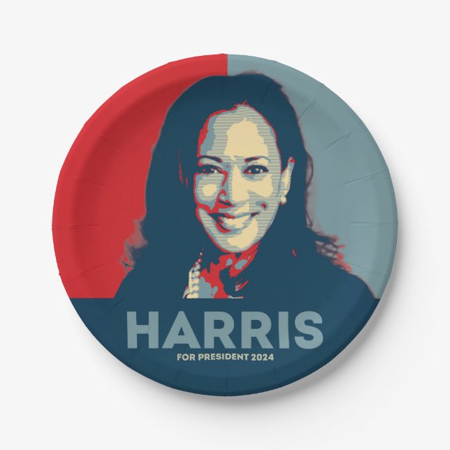 Assiettes En Carton Kamala Harris Pour Président 2024 (Devant)