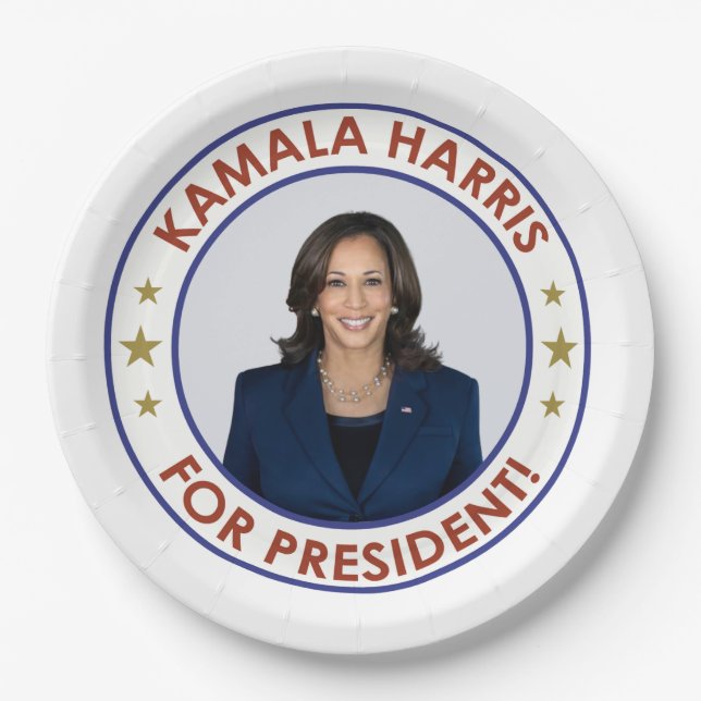 ASSIETTES EN CARTON KAMALA HARRIS PRÉSIDENTE ! (Devant)