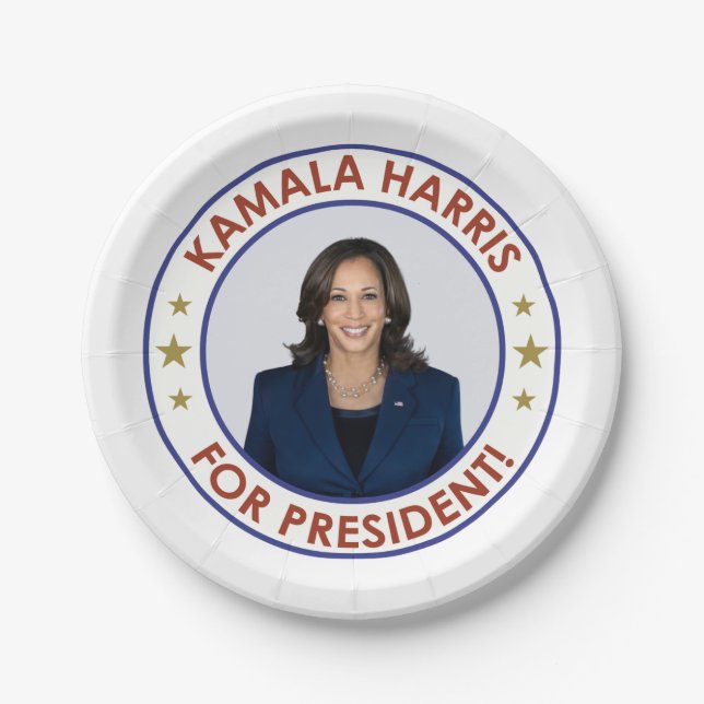 ASSIETTES EN CARTON KAMALA HARRIS PRÉSIDENTE ! (Devant)