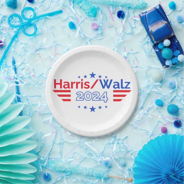 Assiettes En Carton Kamala Harris Tim Walz Election 2024 (Fête)