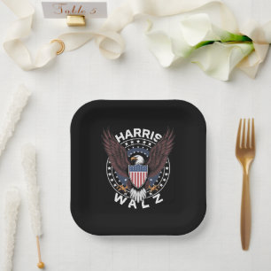 Assiettes En Carton Kamala Harris Tim Walz Valse 2024 Élection