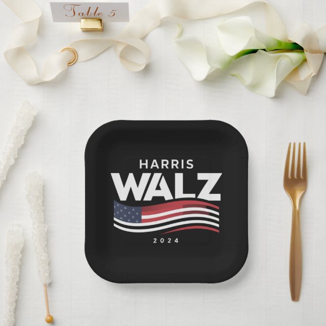 Assiettes En Carton Kamala Harris Tim Walz Valse 2024 Election (Mariage)