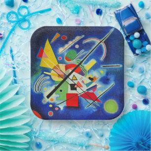 Assiettes En Carton Kandinsky - Peinture Bleue