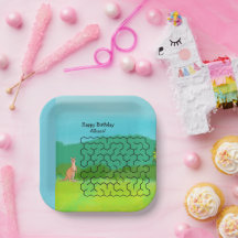 Kangaroo et Maze Feuille Plaques papier d'annivers