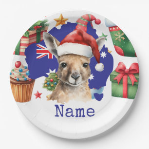 Assiettes En Carton Kangourou sur le drapeau australien