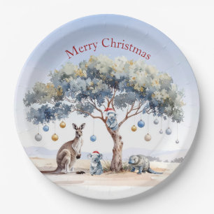 Assiettes En Carton Kangourous Koalas Ornithorynque Noël Gommier Boule