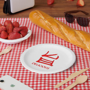 Assiettes En Carton Kanji Delicious Plaques en papier rouge