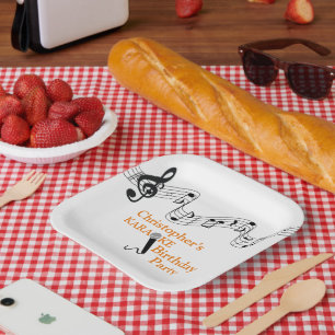 Assiettes En Carton Karaoke Party Échelle musicale Microphone Orange